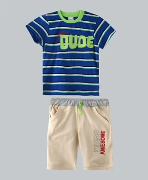 Genius Awesome Dude T-Shirt With Bermuda Set - Royal Blue