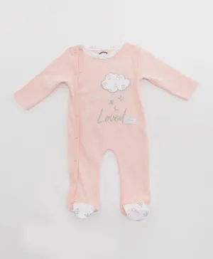 R&B Kids You Are Loved Embroidered Sleepsuit - Shell Pink