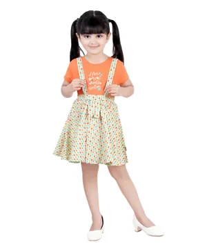 Smart Baby T-shirt With Dungaree Dress Set - Multicolor