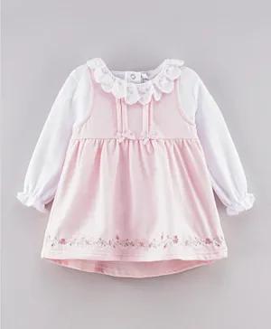 Rock a Bye Baby 2Pc Petal Collar T-Shirt with Dress - Baby Pink
