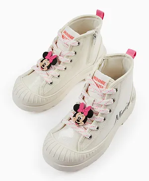 Zippy Minnie Mouse Lace Up Boots - White