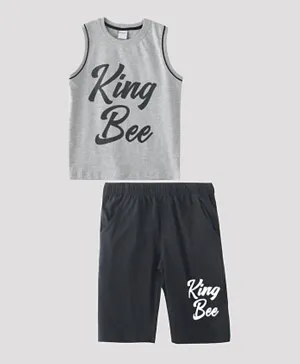 Genius King Bee T-Shirt With Bermuda Set - Grey