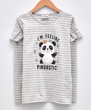 LC Waikiki Panda Striped T-Shirt - Grey