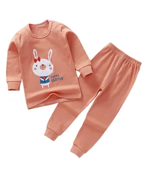 Lamar Baby Bunny Print Long-sleeve Pajama Set - Orange