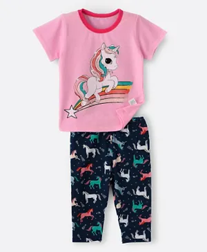 Babyqlo Unicorn Graphic Pyjama Set - Pink