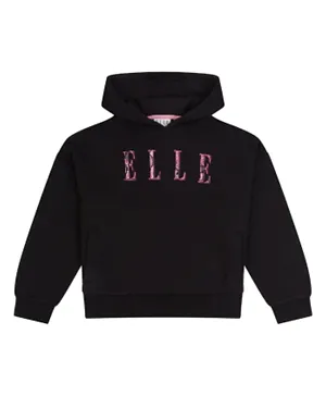 Elle Oversized Cropped Over The Head Hoodie - Black