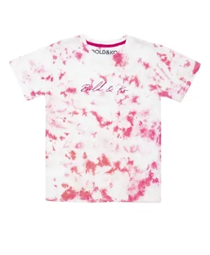 BOLD&KO Tie & Dye Logo Graphic T-shirt - Pink