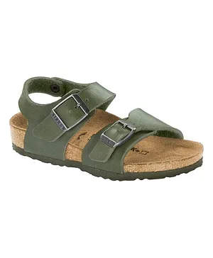 Birkenstock New York Kids Birkibuc Sandals - Saddle Green