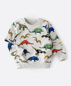 Lamar Kids All Over Dino Printed Sweatshirt - Grey