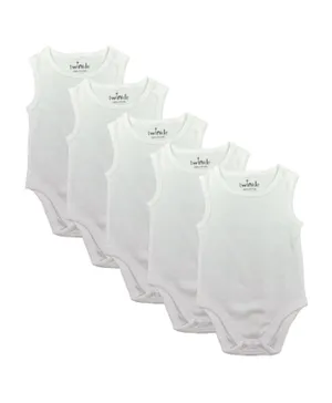 Twinkle Kids 5 Pack Stretchy Snap Fasteners Bodysuit - White