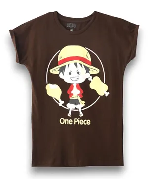 One Piece Luffy Graphic T-Shirt - Brown