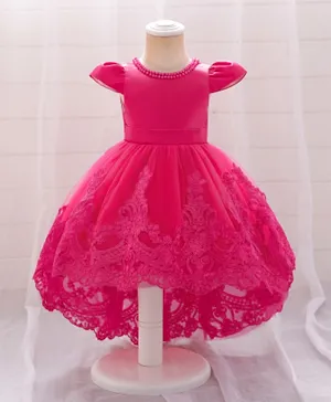 DDANIELA Princess Embroidery Party Dress - Hot Pink