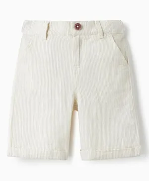 Zippy Cotton Stripe Chino Shorts - Light Beige