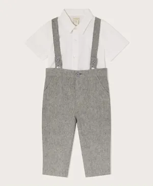 Monsoon Children Shirt with Trousers Set - White & Grey