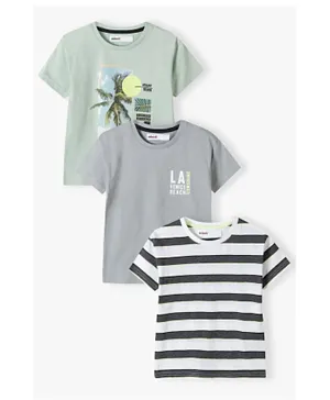 Minoti 3 Pack Beach Vibes Graphic T-Shirt - Green, Grey, Black