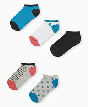 Zippy 5 Pack Star Print & Striped Ankle Socks - Multicolour