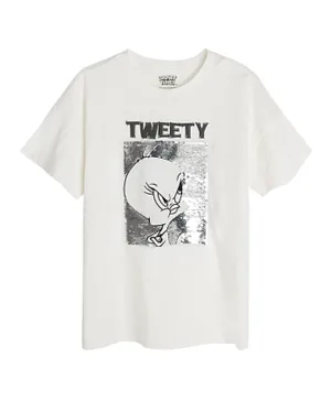 SMYK Tweety Printed T-Shirt - White