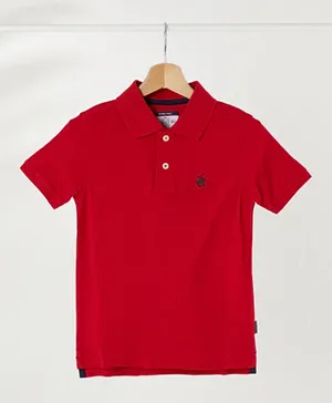 Beverly Hills Polo Club Logo Embroidered Polo - Red