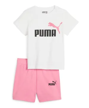 PUMA Logo Tee & Shorts Set - Fast Pink