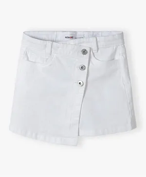 Minoti Solid Twill Skirt With Buttons - White
