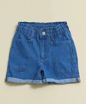 LC Waikiki Elastic Waist DEnim Shorts - Blue