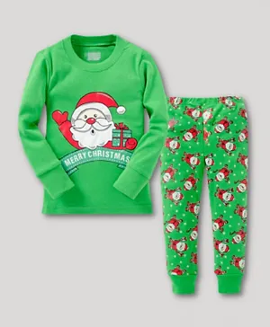 Lamar Baby Christmas Santa Print  Nightwear - Green
