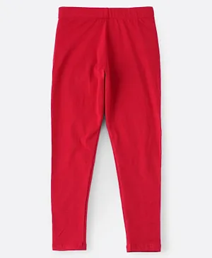 Jelliene Knit Basic Solid Leggings - Red