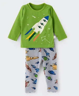 Babyqlo Rocket Graphic Pyjama Set - Green