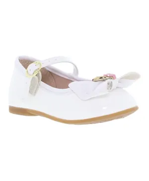 Molekinha Bow Detailed Buckle Closure Ballerina Flat Shoes - White