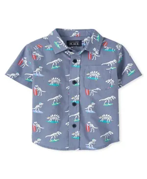 ذا تشيلدرنز بليس - قميص بطبعة ديناصور  - لون أزرق نبتون