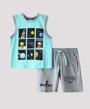 Peanuts T-Shirt With Shorts Set - Aqua Blue