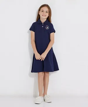 Beverly Hills Polo Club Girls Fashion Polo Dress - Navy Blue
