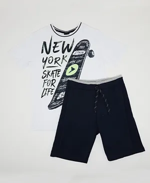 R&B Kids Skate For Life T-Shirt & Shorts Set - White