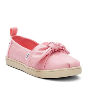 Toms Twill Glimmer Bow Youth Alp Espedrille Shoes - Pink