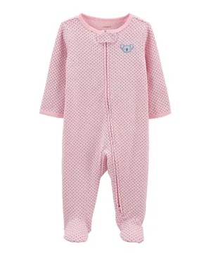 Carter's Koala 2 Way Zip Cotton Sleepsuit - Pink