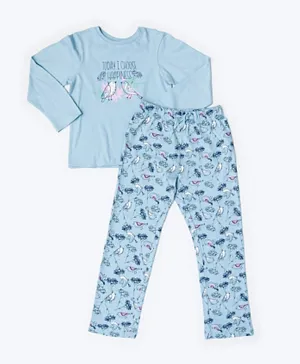 R&B Kids Bird Birds Printed Pyjama Set - Blue