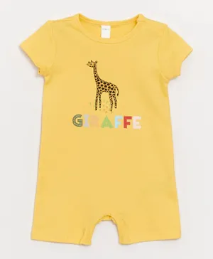 LC Waikiki Giraffe Graphic Romper - Yellow