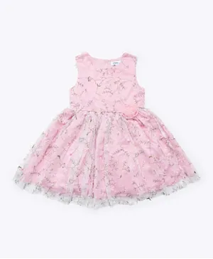 R&B Kids Floral Embroidered Dress - Light Pink
