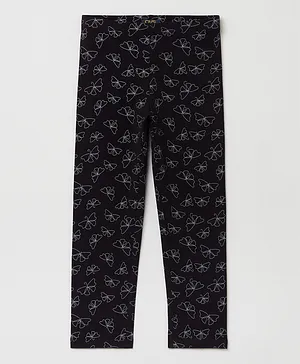 OVS Butterfly Printed Leggings - Black