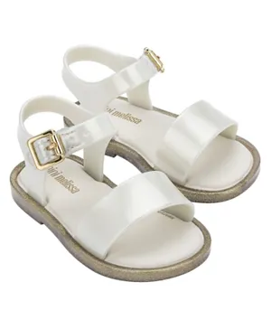 Mini Melissa Buckle Closure Sandals - White