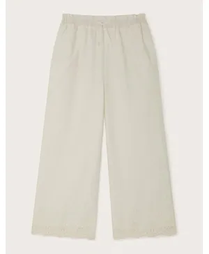 Monsoon Children Bow Detailed Broderie Trousers - Ivory