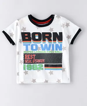 Jam Short Sleeves T-Shirt With Born To Win Print - White