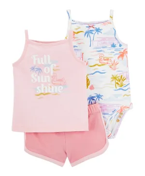 Carter's 3-Piece Tropical Little Shorts Set - Pink