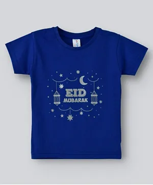 Babyqlo Short Sleeves Eid Mubarak T-Shirt - Blue