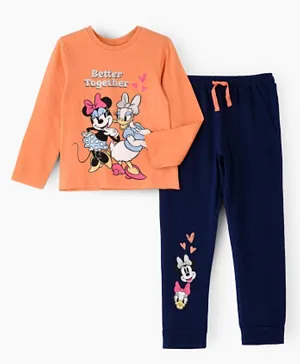 UrbanHaul X Disney Minnie and Daisy Duck Cotton Graphic Pyjama Set - Peach/Blue