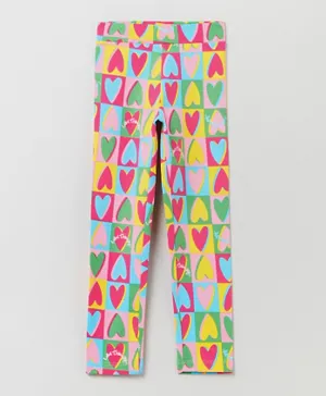 OVS Rectangle With Heart Print Stretch Leggings - Pink