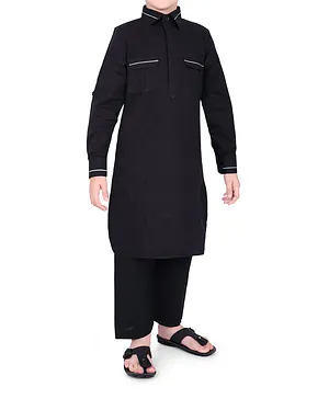 Mashroo Riwaya Pathani Suit - Black