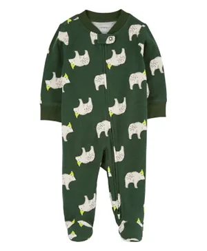 Carter's Polar Bear 2-Way Zip Cotton Sleep & Play Pajamas - Green