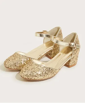 Monsoon Children Glitter Sparkle Two-Part Heels Sandals - Golden