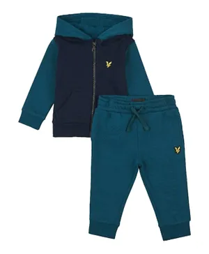 Lyle & Scott Logo Embroidered Hooded Jacket and Joggers Set - Blue